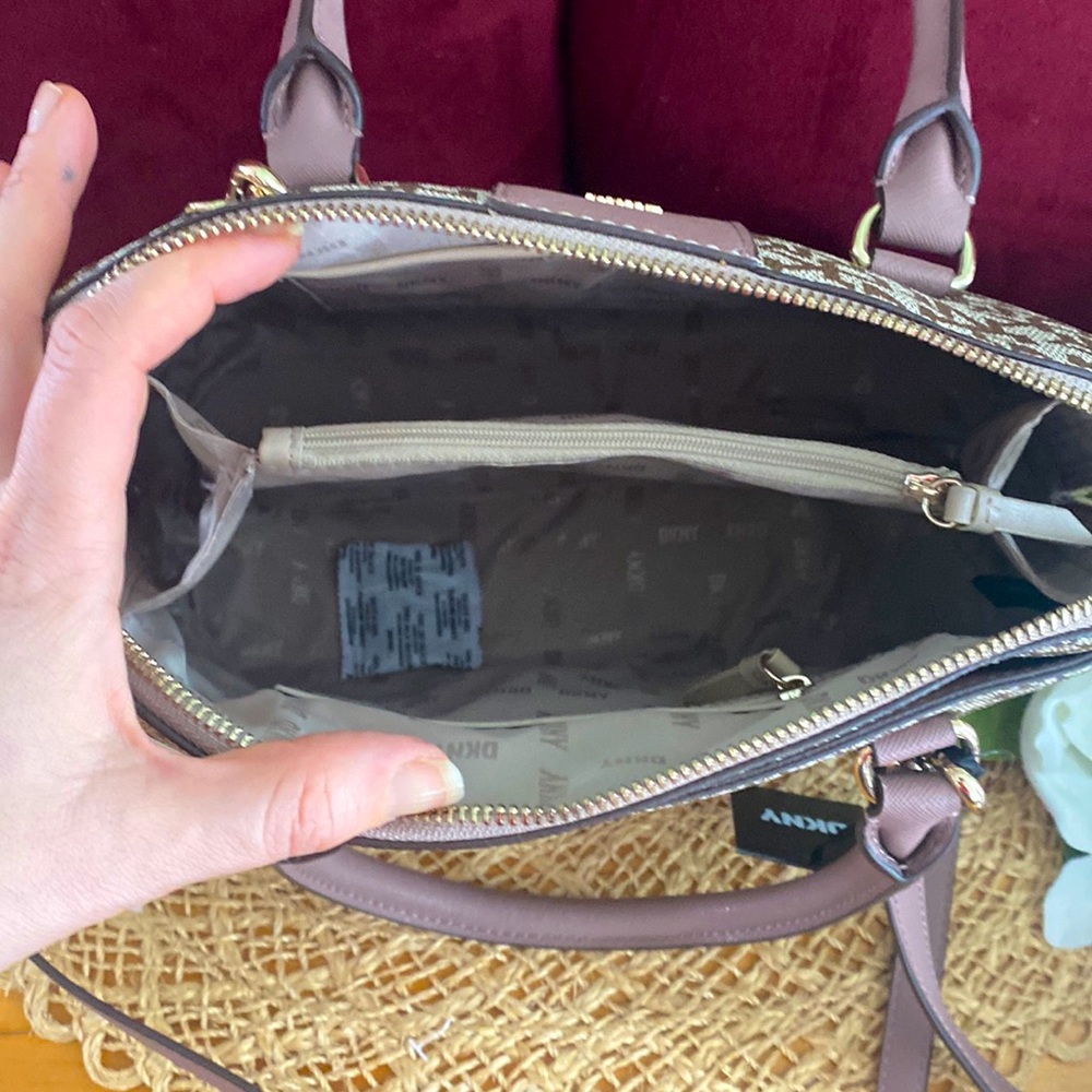 DKNY Bryant Medium Round Satchel, Tan & Mauve - Picture 4 of 14